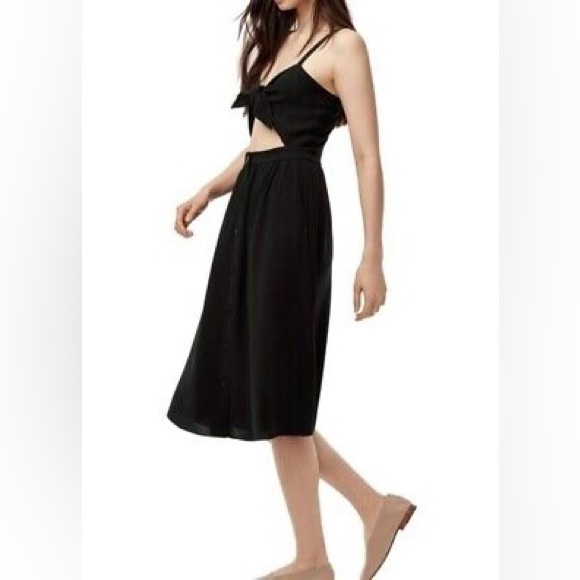 🖤 Aritzia Wilfred Black Adelia Tie Front Dress, Size 0 - Picture 10 of 10